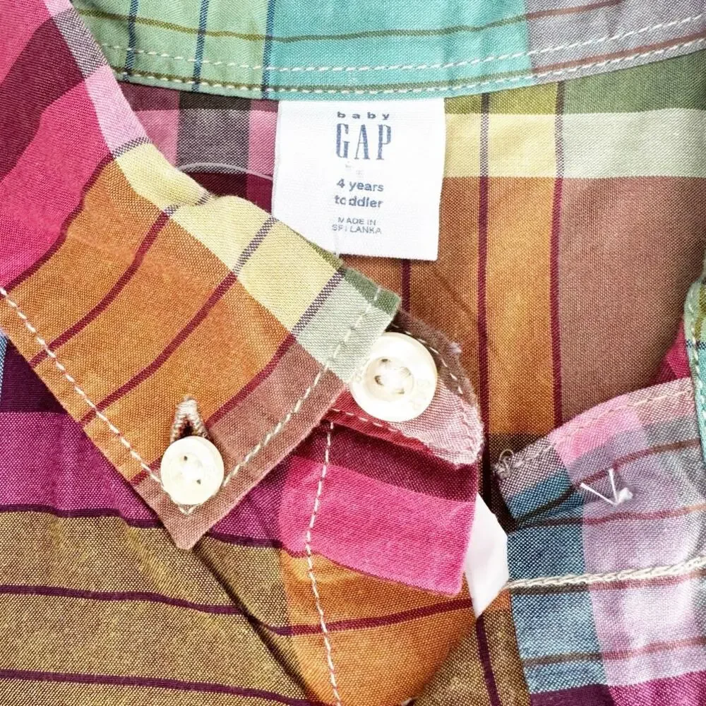 NWT Gap Plaid Short Sleeve Button Down Size 4T